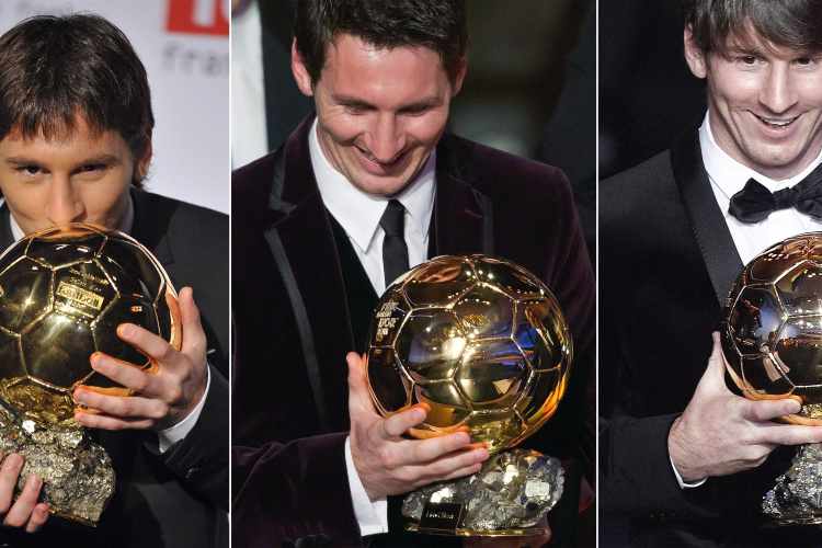 Lionel Messi con il Pallone d'Oro tra le mani